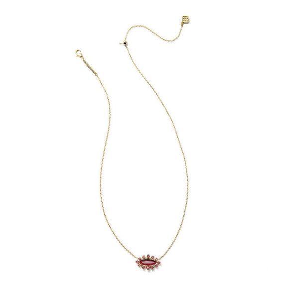 Kendra Scott Jewelry - Open Box - Kendra Scott -  Eva Crystal Framed Pendant Necklace - Red